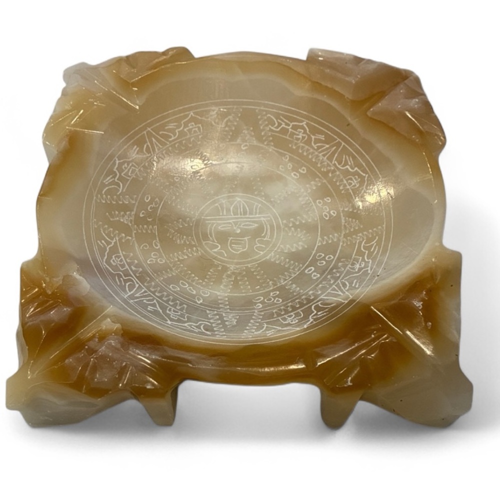 VTG MexicanTIKI onyx ashtray featuring Mesoamerican design Aztec/ Mayan imagery